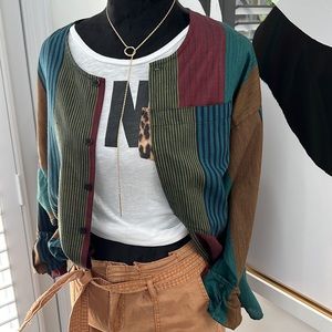 Ted Sollod VINTAGE Multi-Colored Striped Button-Up Dress Shirt, Size 10